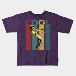 Cool - Retro design with a jazz trumpet player Kids T-Shirt